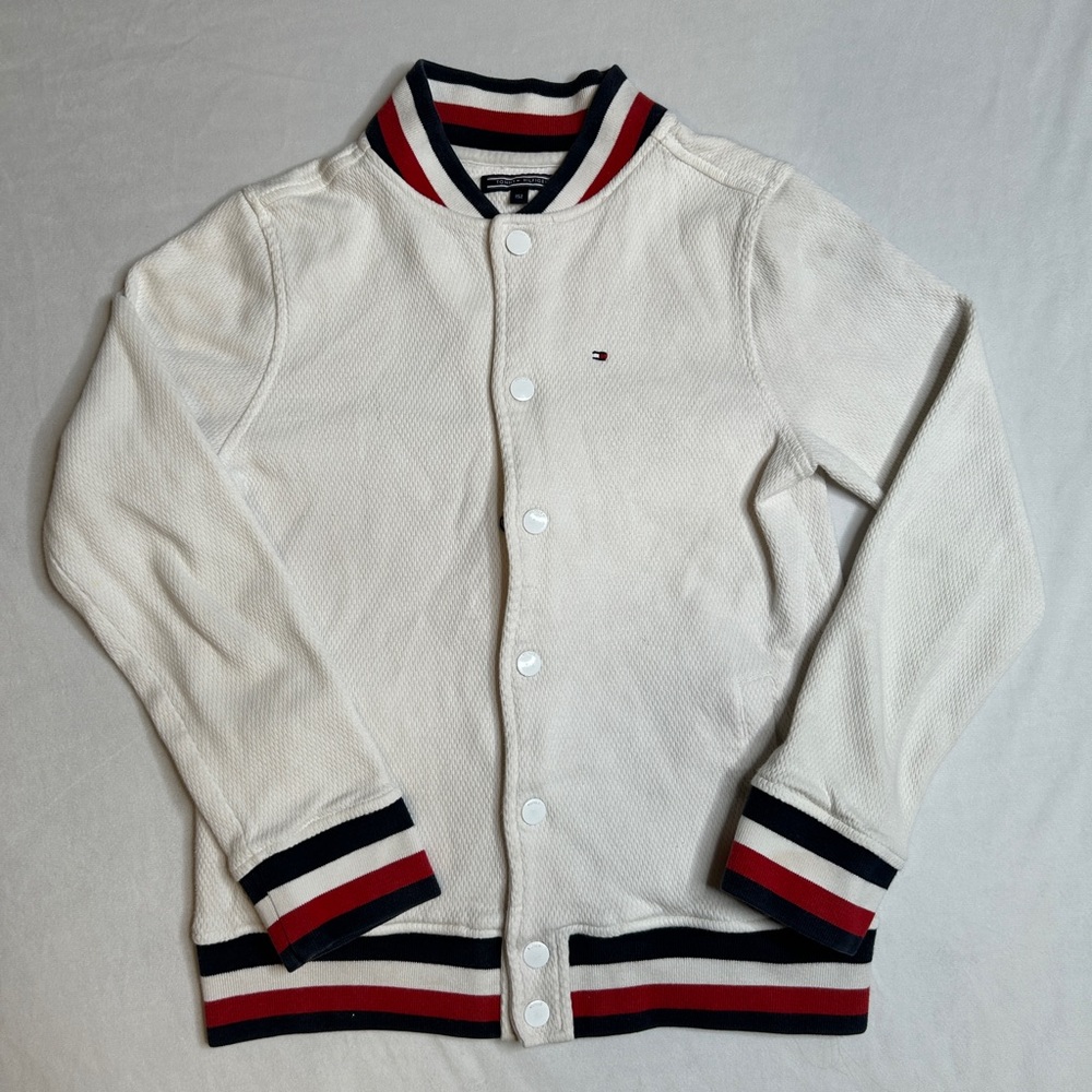 Tommy Hilfiger Kids Ivory Jacket with Navy and Scarlet Accents